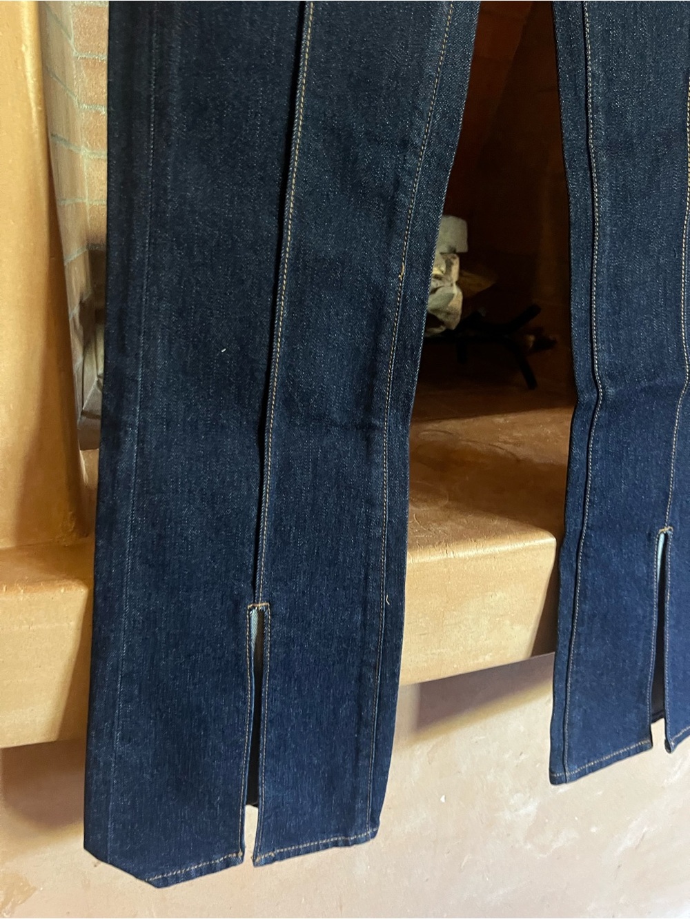 Johnny Was Dark Indigo Flare Jeans with Front Seams - Picture 3 of 7
